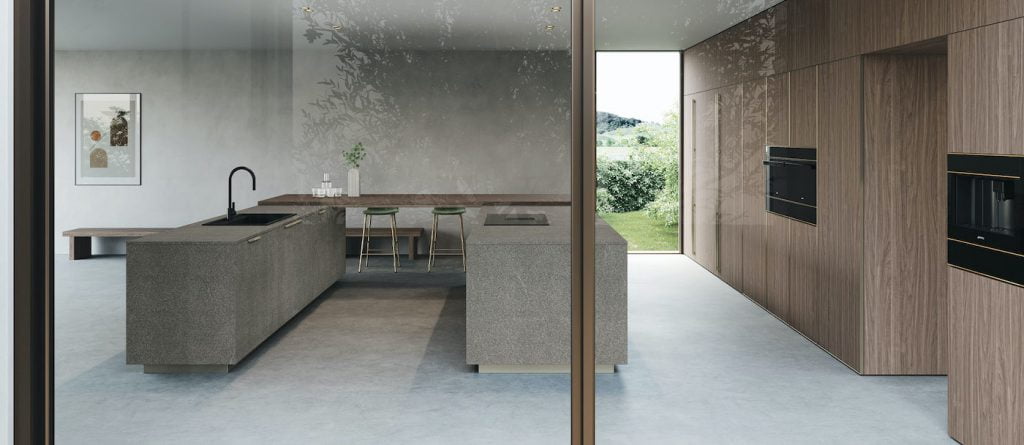 cuisine avec des façades structurées