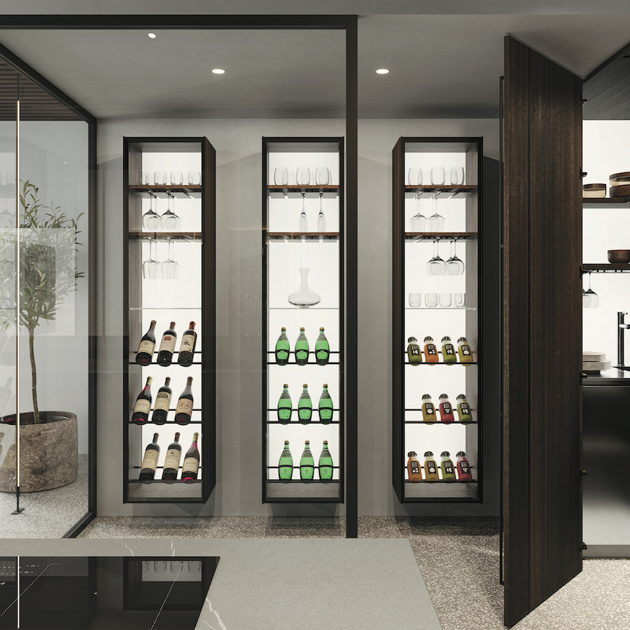 cave à vin éclairée